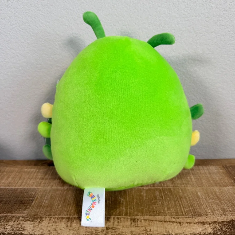 Squishmallows Cortez Caterpillar 8‎ In Green Rainbow Bow Pride Tie Plush NWT